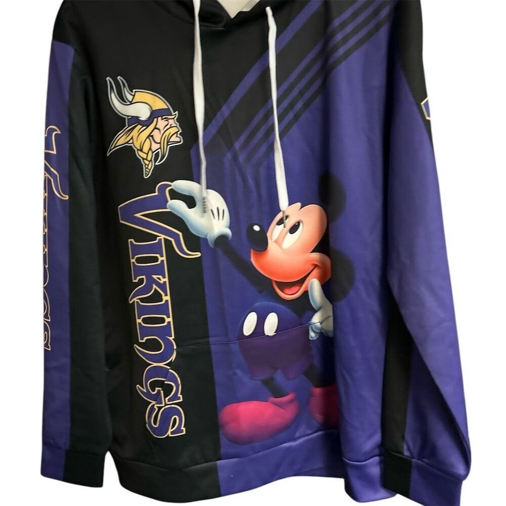Minnesota Vikings‎ Mickey Mouse 3D Hoodie NFL Sweatshirt Unisex L